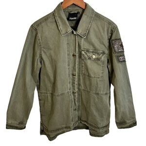 Nanette Lepor | Army Green Utility Jacket | Beaded Star Patch | Cotton| Size L